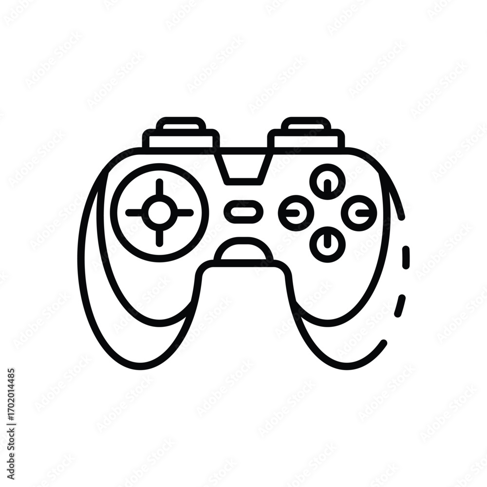 Aufkleber black outlined game controller with buttons and directional pad isolated. editable stroke icon