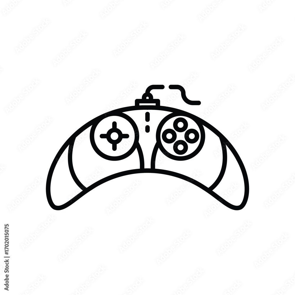 Poster line art a controller with a wire. editable stroke icon