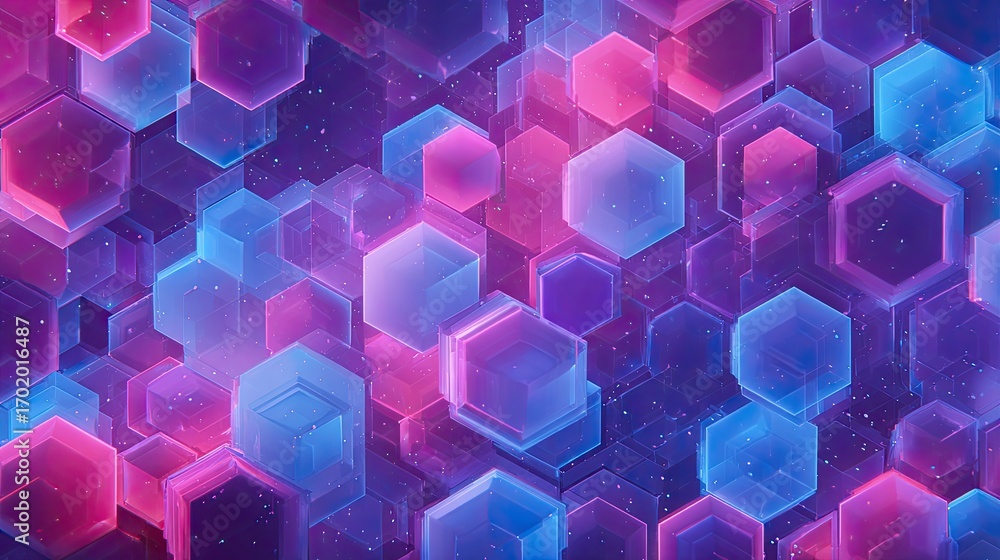 Poster Colorful Hexagon Pattern with Soft Light and Vibrant Background