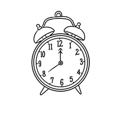 illustration of a sketch of an alarm clock at 12 o'clock