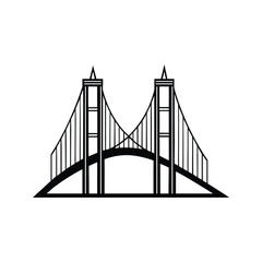 Black white silhouette bridge curved roadway