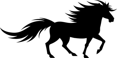 Illustration of a picture to support the idea. The stallion with its windblown mane creates the horse's strong and imposing character.
