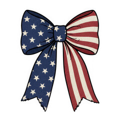 American Flag Bow Clipart, Patriotic USA Ribbon Design, PNG with Transparent Background for Sublimation and Stickers