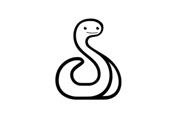 Fototapeta premium a simple line drawing of a cartoon snake with a happy expressionblack, illustration, line, snake, symbol, tail 