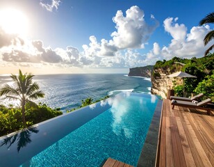 Obraz premium Cliffside infinity pool overlooking ocean