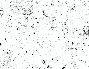 Fototapeta premium Abstract texture featuring a speckled pattern of black dots and splatters scattered across a white background, creating a distressed and grainy effect.