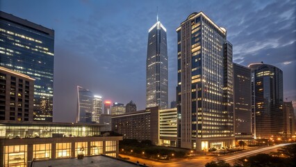 cityscape of modern building in the night modern