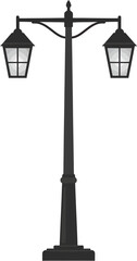 Flat Style Illustration Two Light Lamp Post Isolated Street Lamp