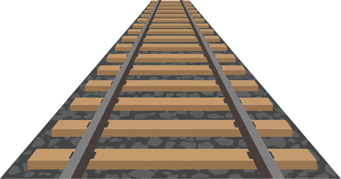 Perspective Railway Track Train Transportation and Structure Rail Road Illustration