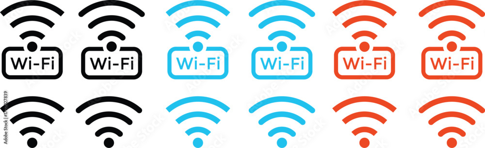 Sticker set of vector wi-fi icon for communication, telecommunication. wireless and wifi icon set. internet 