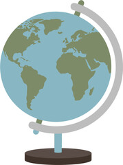 Simple Flat Style World Globe Earth Continent Geography Illustration