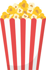 Simple Flat Style Popcorn Bucket Full of Tasty Snack Illustration