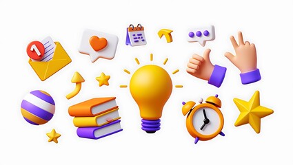 Collection of Icons Representing Concepts Like Ideas Learning and Communication