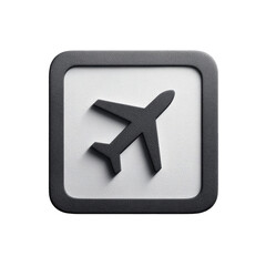 Obraz premium Square icon, dark gray frame, white background, airplane symbol