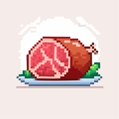 Obraz premium Pixel Meat Icon for RPG Food Item