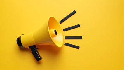 Bright Yellow Megaphone Icon Signifying Public Announcement and Important Message Communication