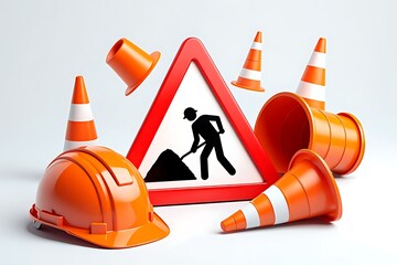 Road Construction Safety Equipment and Warning Signage for Traffic Management
