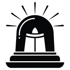 Silhouette Icon of Emergency Vehicle Rotating Light with Rays for Graphic Design Use