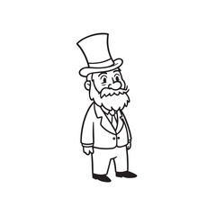 Old man with formal suit black and white vector illustration for classic portrait artwork design

