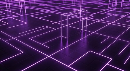 Abstract Purple Grid Network Technology Background.