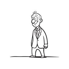 Old man with formal suit black and white vector illustration for classic portrait artwork design