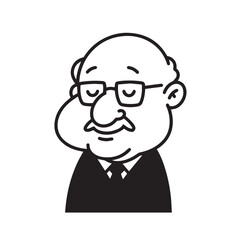 Old man with formal suit black and white vector illustration for classic portrait artwork design
