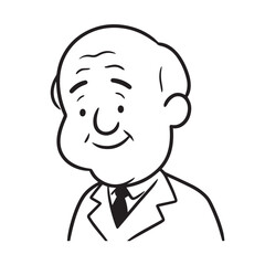 Old man with formal suit black and white vector illustration for classic portrait artwork design