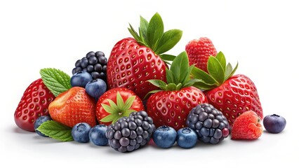 Obraz premium Fresh Berries Collection on White Background