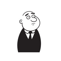 Old man with formal suit black and white vector illustration for classic portrait artwork design