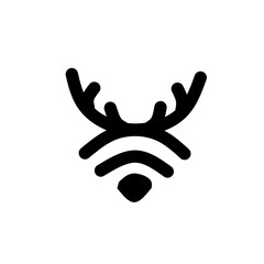 Creative vector logo of a deer with WiFi signal design. Modern black silhouette combining technology and nature, perfect for logos, icons, apps, and branding projects.