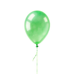 A Single Translucent Green Balloon With Shimmering Particles And A Thin String Against A Transparent Background