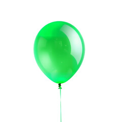 A Single Bright Green Balloon With A String Floats Against A Transparent Background Isolated