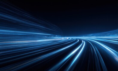 Abstract Night Lightscape: Dynamic Blue Trails of Light