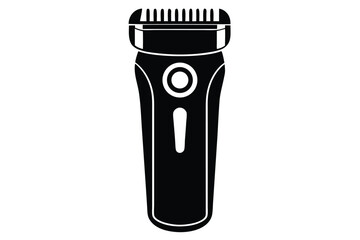 Simple Graphic Black Hair Trimmer with Button and Power Indicator Icon Illustration