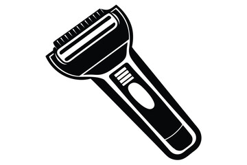 Black and White Illustration of a Foil Shaver, Personal Grooming Tool Device