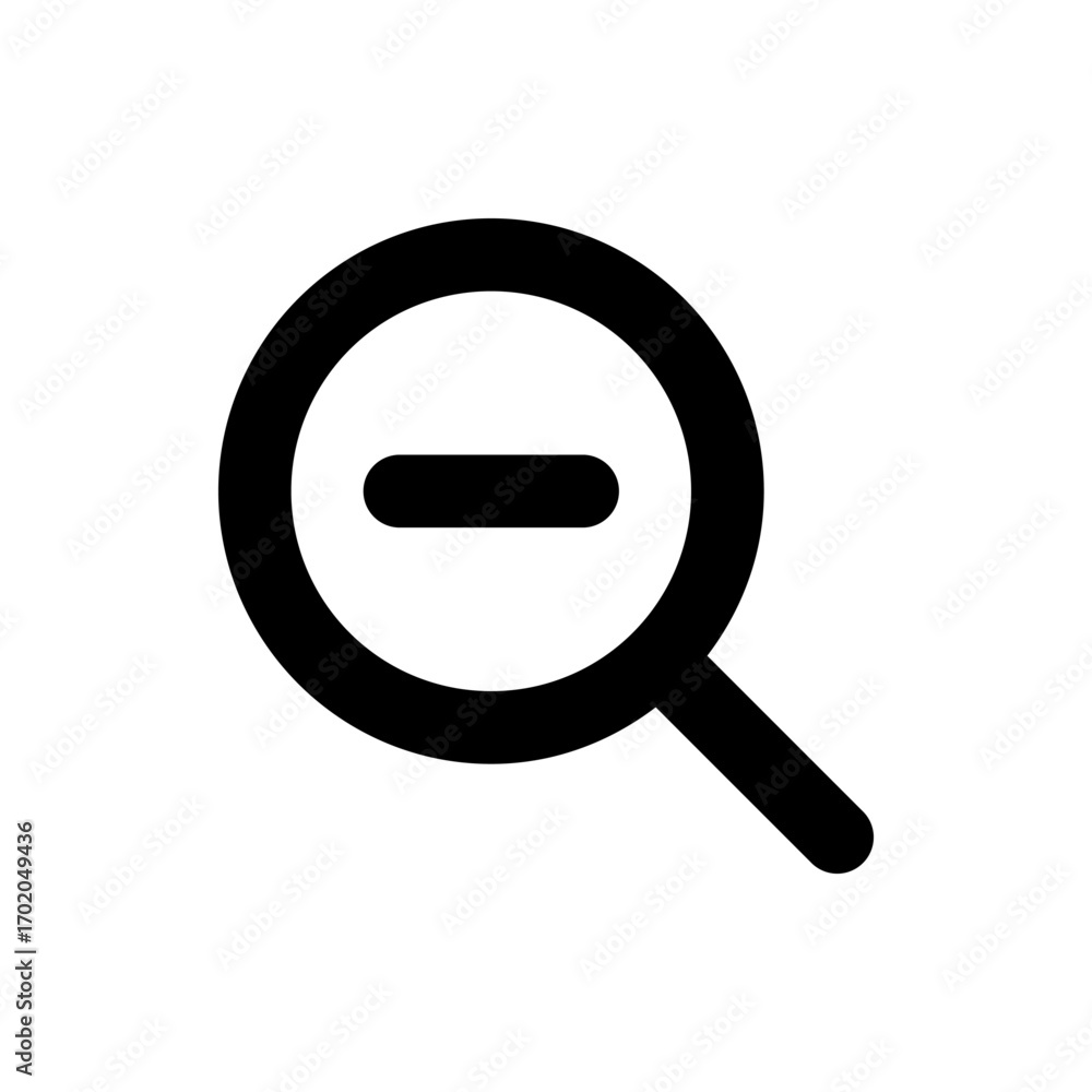 Poster magnifying glass icon with a plus sign and a line below it representing search and addition function