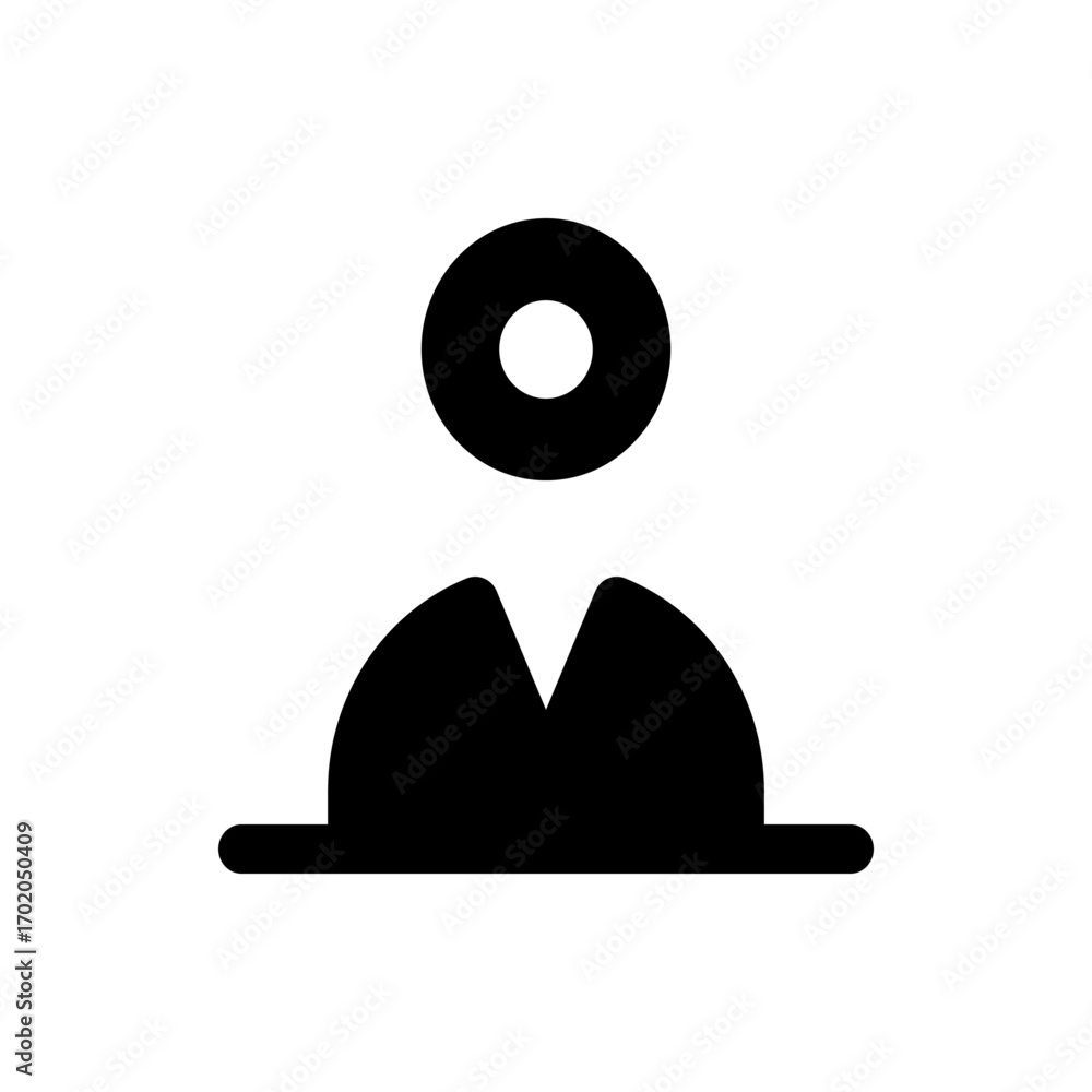 Aufkleber illustration of a stylized figure with a circular head and a wide base on a white background design 