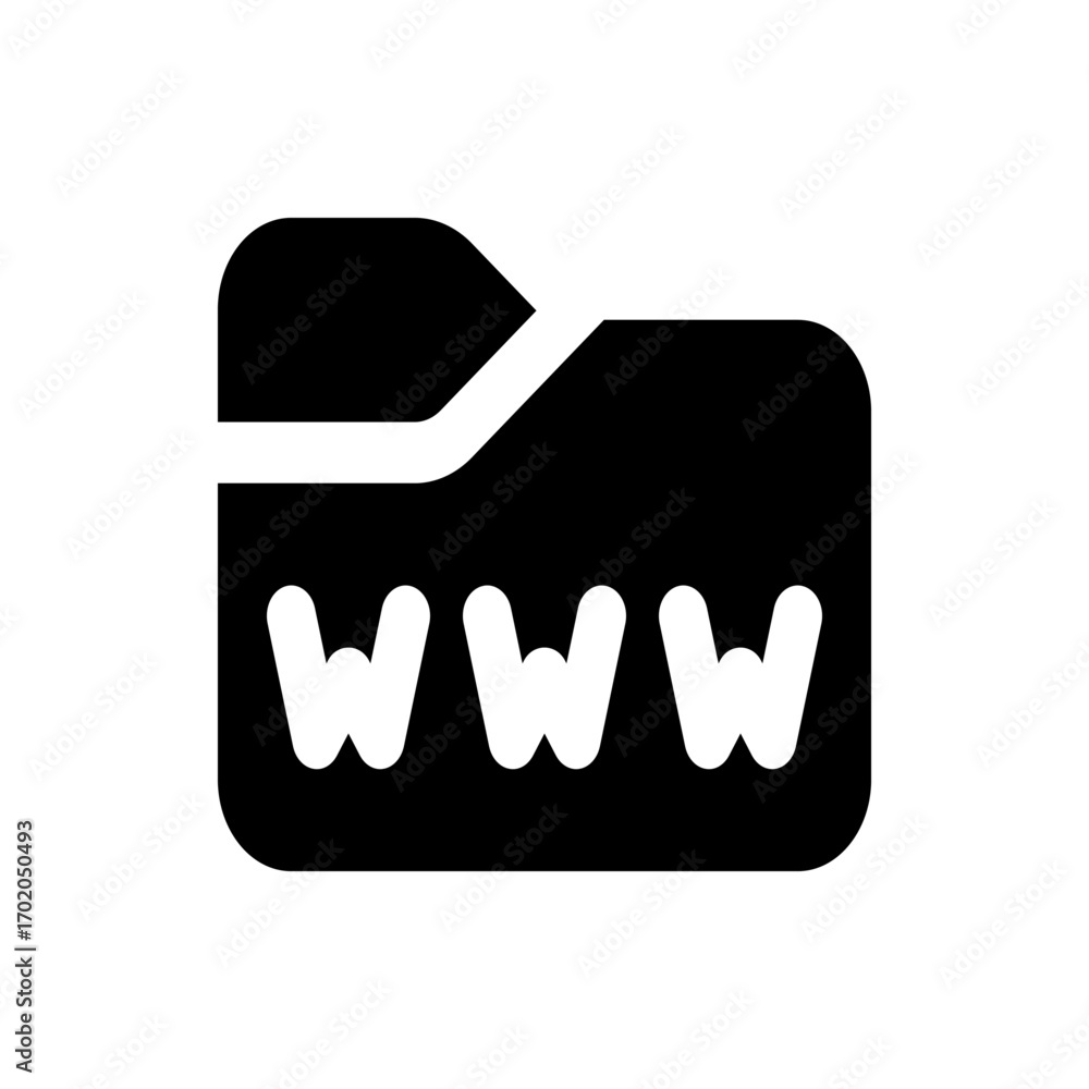 Poster black folder icon with the letters www in white representing a website or internet resource online a