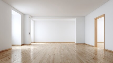 Bright Empty Room with Hardwood Flooring, Freshly Painted Walls, Large Window, Ready for Interior Design