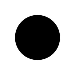 A simple illustration of a solid black circle positioned near the bottom center of a white background space