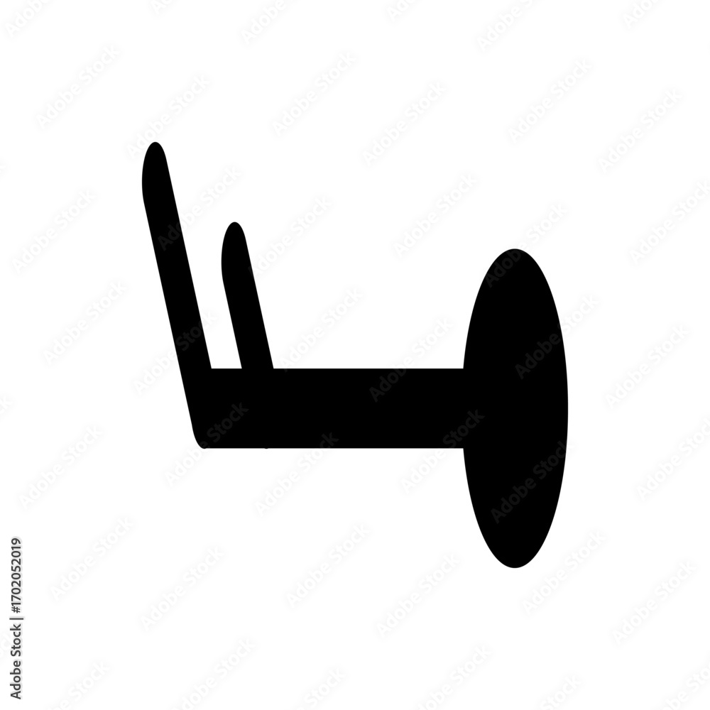 Poster illustration of a horizontal line with two short angled lines and a circle on the right end of the l