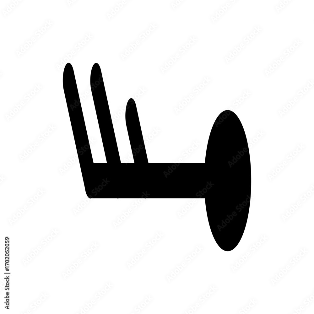 Aufkleber illustration of a weather symbol depicting wind speed with three barbs and a circular indicator end 