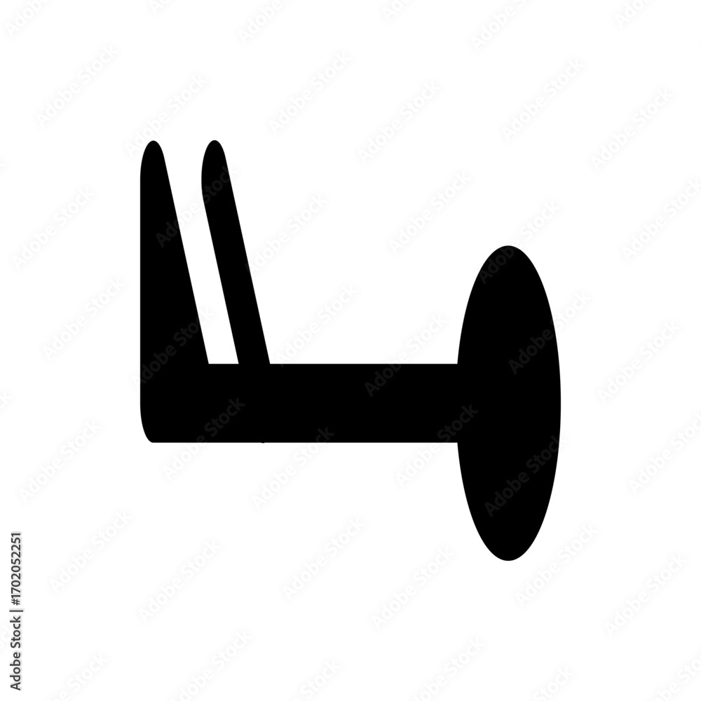 Aufkleber a black wind barb symbol with a horizontal line and a circle on the right and flags on the left side
