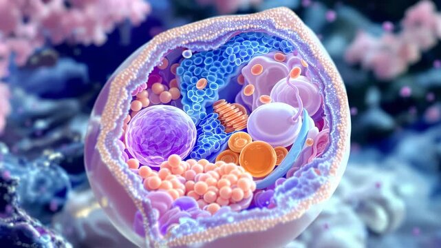 Animal cell structure with nucleus mitochondria Golgi and endoplasmic reticulum