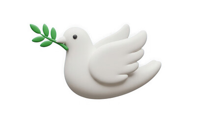 Obraz premium 3d Render White Dove With Olive Branch