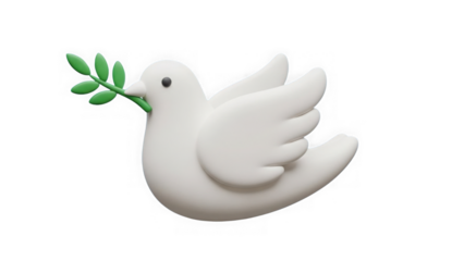 3d Render White Dove With Olive Branch