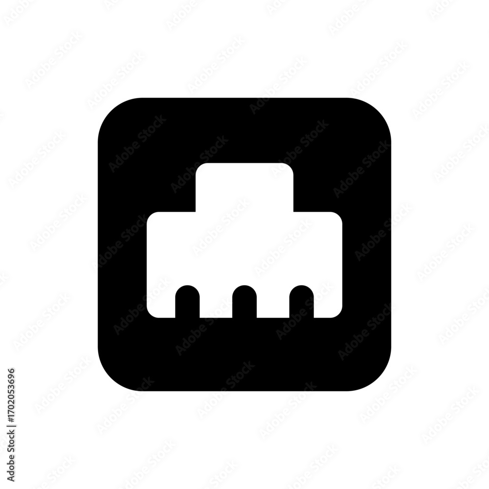 Poster black icon showing a stack of three sheets with the top sheet slightly curved on a white background 