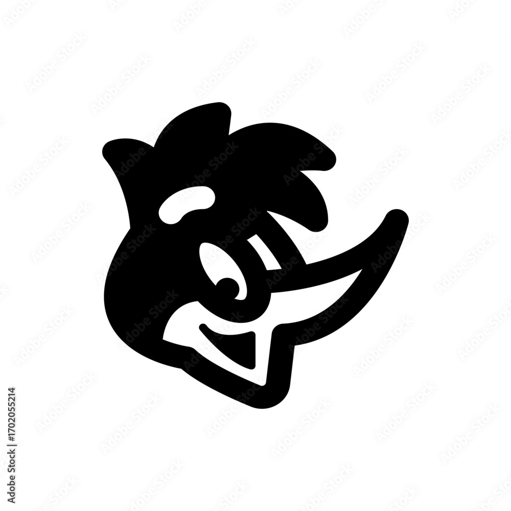 Poster a black and white graphic of a rounded rectangle shape with two vertical white bars in the center fr
