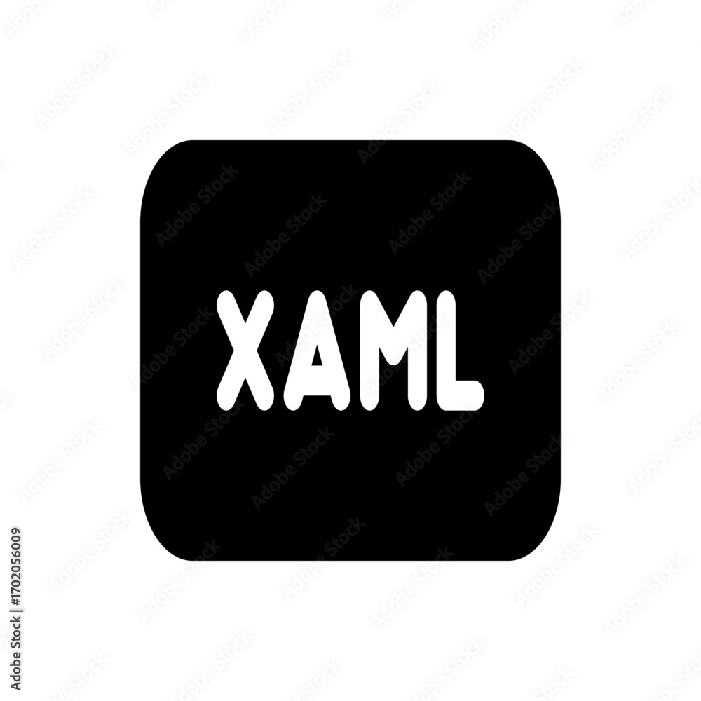 Poster illustration of a black rounded rectangle containing the white text xaml in a simple and bold sans s