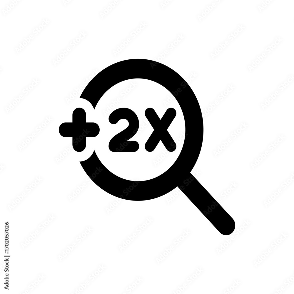Poster magnifying glass focusing on a document icon with a folded corner in a simple black and white design